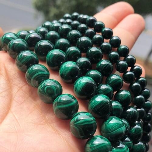 Natural Stone High Quality Smooth Malachite Round Loose Beads For Jewelry Making Diy Bracelets Necklaces 6 8 10 12mm 7.5"/Strand