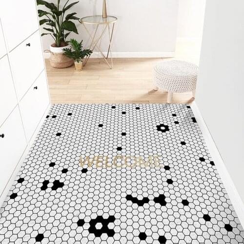 New Plaid Pattern Home Door Mat Bedroom Bath Kitchen Living Room Carpet PVC Anti-slip Dustproof Custom Hallway Entrance Doormat