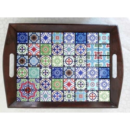 Tea set, wooden tray, Coffee tables, Handmade Tea Tray ,Real mosaic surface, serving tray, Drink ware, trays decorative, ramadan