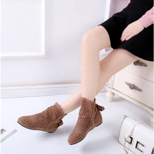 Casual flat bottom wedge of type of woman of spring autumn fasten belt cool boots