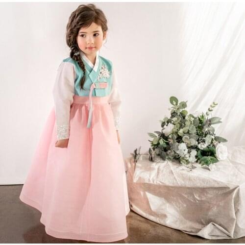 Customized South Korean Imported Material Girls Orthodox Korean Dress Childrens Stage Performance Birthday National Costume
