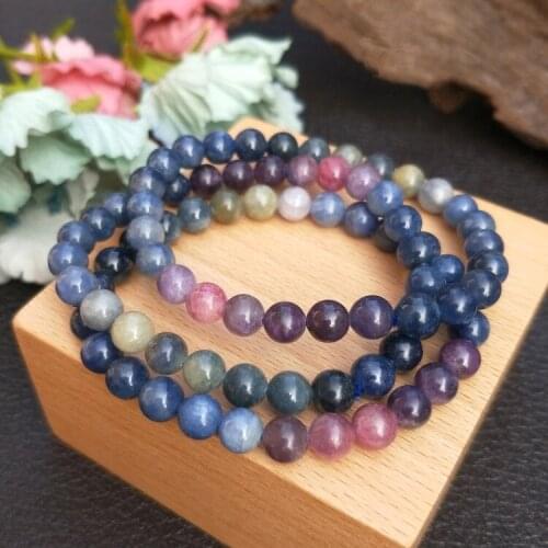 Ruby/sapphire round 7mm red/blue AA bracelet 7.5inch FPPJ wholesale beads nature amazing