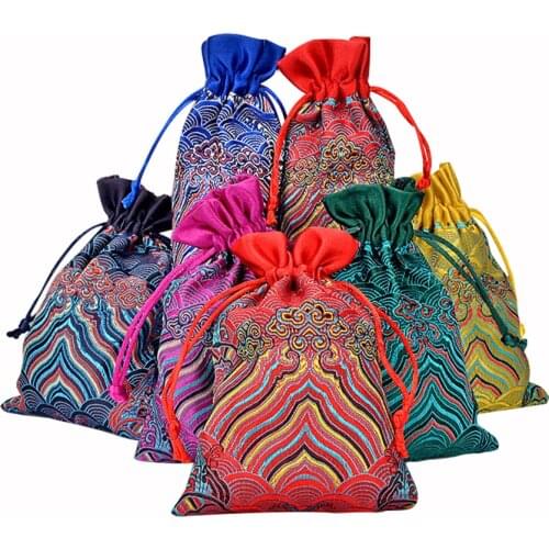 20Pcs Silk Drawstring Jewelry Organizer Pouch 10x14cm 8x20cm Satin Christmas Wedding Gift Bag Necklace Bracelet Comb Packaging