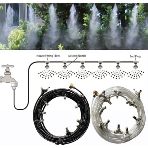 H97 Low pressure 6mm misting system 18M 26pcs nozzle mist fogging set for garden outdoor greenhouse plants cooling water sprayer