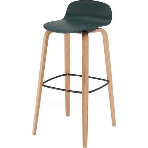 Nordic Contracted And Contemporary Ins Style Solid Wood Leg Model Face Gray Bar Chair Stool At The Bar Chair Stool