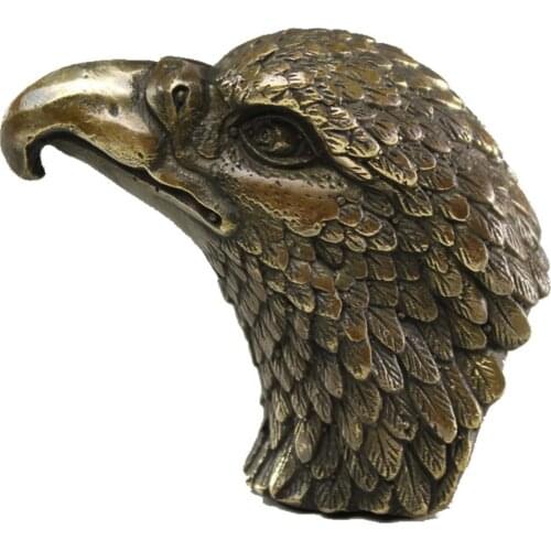 Vintage Eagle Brass Statue Metal Eagle Head Sculpture Crafts Home Office Desk Decoration Ornament Birthday Gift