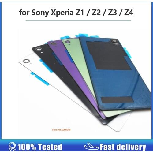 For Sony Xperia Z1 Z2 Z3 Z4 Rear glass Back Cover Battery Door Housing Case With Logo Replacement parts high quality FOR SONY