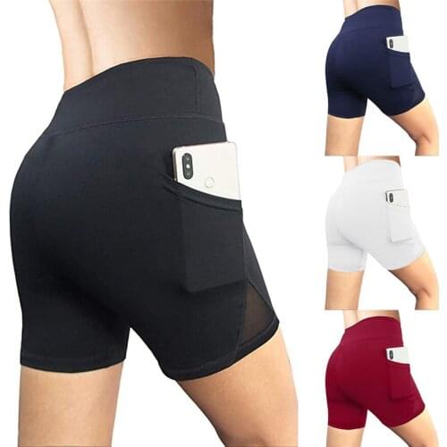 Womens sexy stitching yoga shorts solid color fitness tights super breathable soft and comfortable with pockets