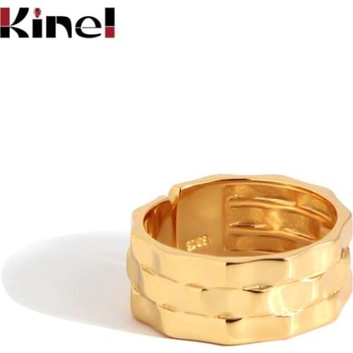 Kinel 925 Sterling Silver Open Rings for Women Vintage INS Geometry 18K Gold Ring Accessories Gift Jewelry