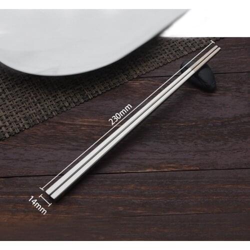 1pc China Food Chop stick set Korean 304 Stainless Steel Chopsticks Square Non-Slip Sushi Sticks Kitchen Tableware Accessories