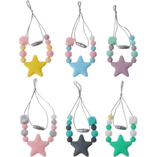 1PC Silicone Teething Necklace With Chew Beads For Baby Teethers BPA Free Mommy Nursing Necklace chewing beads