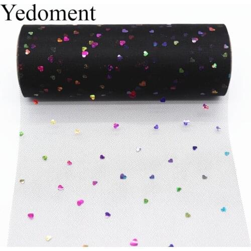 10Yards/roll 6" 15cm Rainbow Heart Tulle Roll Organza Tutu Fabric Baby Shower Party Supplies DIY Hair Bows Handmade Materials