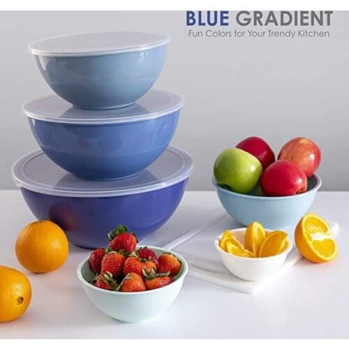 12Pcs Plastic Mixing Bowls Set, Nesting Bowls with Lids Food Storage for Leftovers, Fruit, Salads