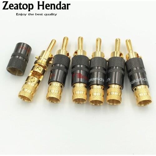 12Pcs High Quality Brass Nakamichi Speaker Cable Banana Plug with Lock Speaker Amplifier Connector