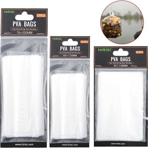 20pcs Carp Fishing Dissolving PVA Mesh Bags Lure Bait Holder Carp Boilies & Pellet Feeder Fishing Tackle Tools Accessories