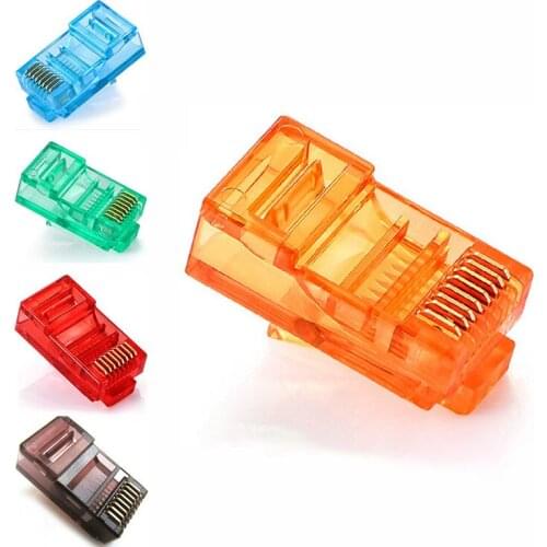 20PCS RJ45 Ethernet Cables Module Plug Network Connector RJ-45 Crystal Heads Cat5 Color Cat5e Gold Plated Cable