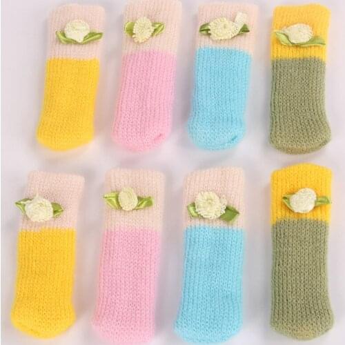 4Pcs/set Chair Leg Socks Cloth Gloves Floor Protection Knitting Wool Socks Anti-slip Knit Table Furniture Feet Sleeve Cover Prot
