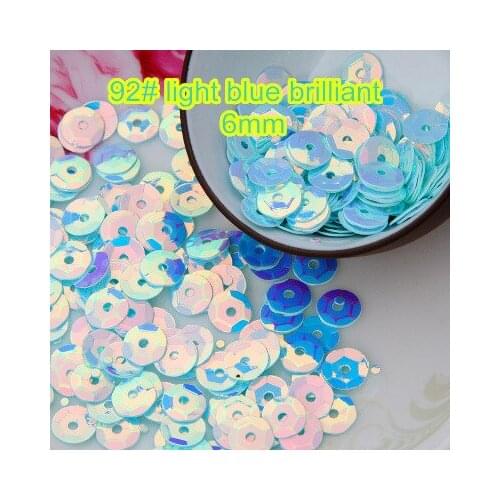 40g 6mm Cup Round Sequins Paillettes Sewing Decoration Artesanatos Acessorios 92# Light Blue Brilliant