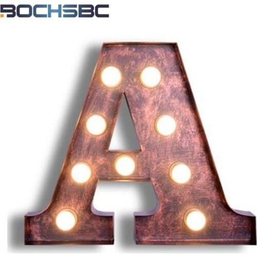 BOCHSBC Metal Letter A Light Lamp Vintage Loft Industrial Logo A Wall Sconce Iron Billboard Wall Lights for Bedroom Lampara