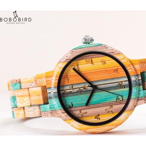 BOBO BIRD Couple watch Wooden Clock ペアウォッチ Fashion Color Wood Quartz Wrist Watch Best Gift For Wife With Box zegarek damski