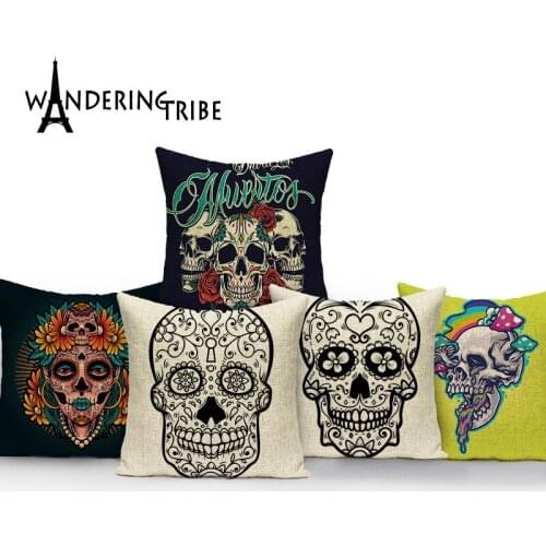 Halloween Style Pillow Cover Pillows Decorative For Living Room Cushion Case Skeleton Pattern For Pillowcase Home Cushion Cover