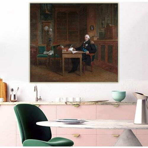 Citon Francois Gerard《Louis XVIII of France in the Tuileries Palace》Canvas Art Oil Painting Wall Decor Backdrop Home Decoration