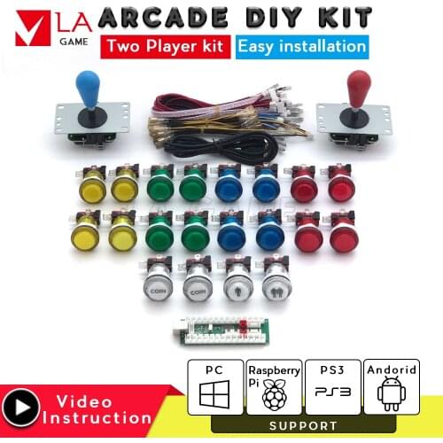 2 player kit arcade zero delay mando arcade usb encoder to PC Rasberry PI sanwa joystick arcade cabinet mame game console