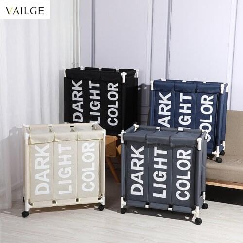 Rolling Laundry Basket Organizer 3 Grid Large Laundry Hamper Bin Waterproof Laundry Bags For Dirty Clothes Storage Box On Wheels