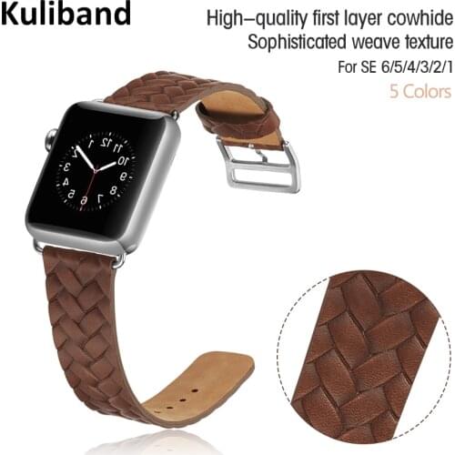 Leather Strap for Apple Watch 6/SE/5/4/3/2/1 38mm 40mm Weave Texture Watch Band Bracelet for iWatch SE/6/5 42mm 44mm Watchband
