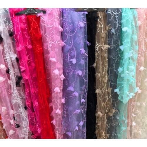 Lovely 3D Flower Lace Fabric flower embroidered fabric qualified decoration material fabric