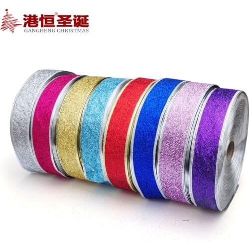 10yards Glitter Golden Silver Satin Ribbons2"(50mm) Christmas Ornaments Wedding Decoration Grosgrain Ribbon Gift Wrapping Riband