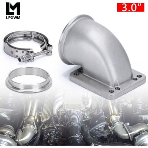 LPXWM - 3.0\" Vband 90 Degree Cast Turbo Elbow Adapter Flange304 Stainless Steel Clamp For T3 T4 Turbocharger LPXWM-TEA30+TPJ30