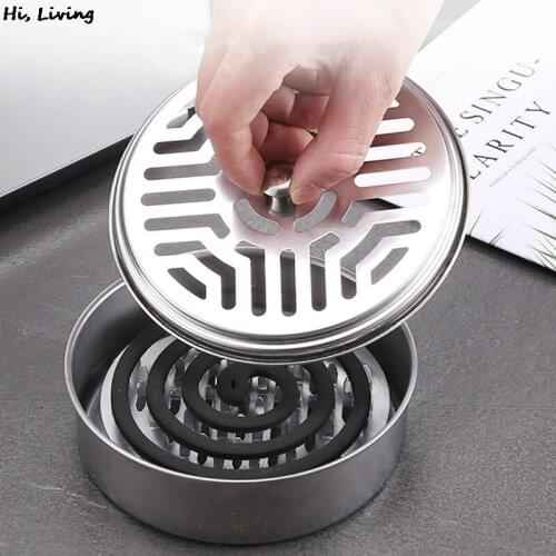 1PCS Metal Mosquito Coils Holder Large Metal Insect Repellent Rack With Cover Mesh Stand Mosquito Repellent Incense Plate