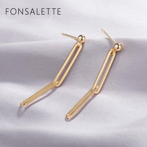 Minimalist Chain Dangle Earrings Sterling Silver Trendy Long Chain Drop Earrings for Women 2020 Dainty Gifts Fashion Jewelry