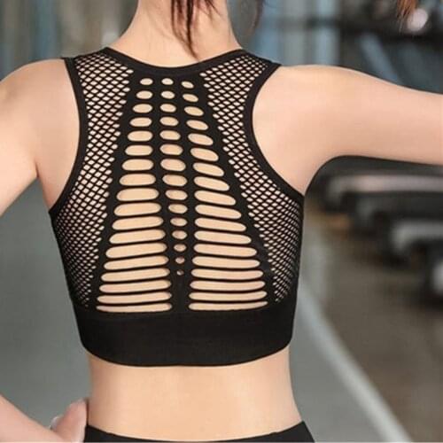 Fashioni Sports bra womens new hollow out breathable vest without rims push up bra fitness shockproof beautiful back lingerie