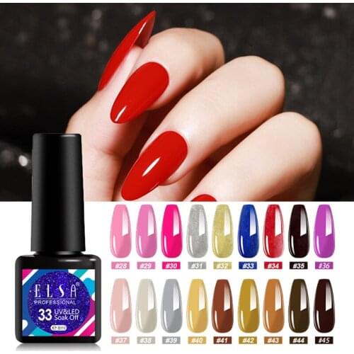 ELSA 45colors Nail Polish Nail Varnish Set Semi-Permanent 8ml Basic Top Coat Nail Gel UV Varnish For Beautiful Women Set Glue