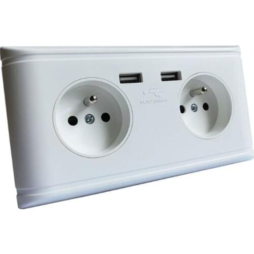 EU Standard French Standard Wall Power Socket 16A New Outlet Socket With 2A Wall Charger Adapter Electric Wall Charger Adapter