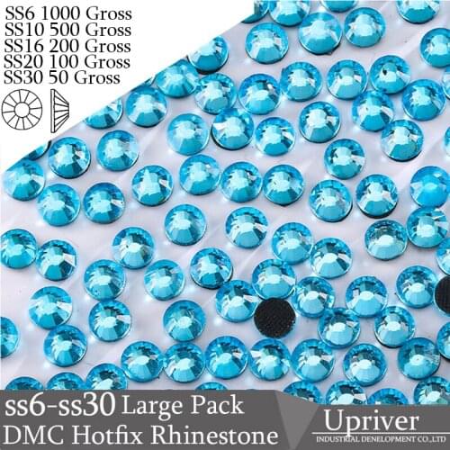 Upriver Wholesale Large Pack Bulk Packing Machine Cut Shiny Strass SS6 SS10 SS16 SS20 SS30 Aquamarine Hoffix Rhinestones