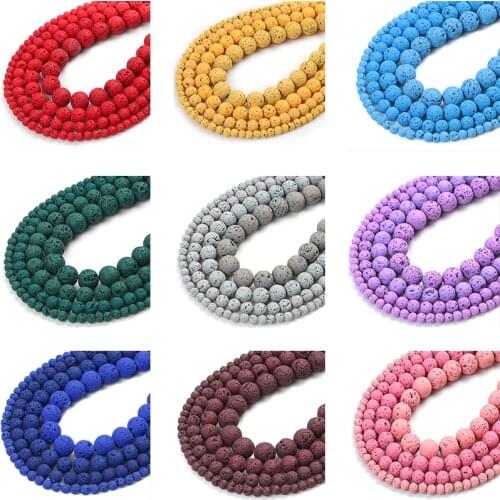 Wholesale Lava Hematite Natural Stone Beads Volcanic Rock Round Loose Beads For Jewelry Making DIY Bracelet 15''4/6/8/10/12mm