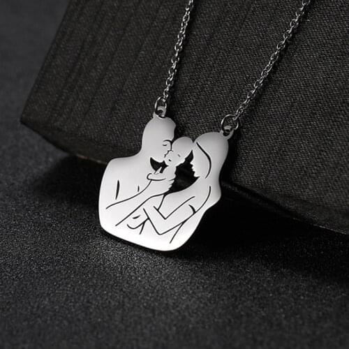 Gold Silver Color Stainless Steel Jewelry Family Baby Pregnant Necklace Heart For Wife Mother Father day Women Man Gift Love