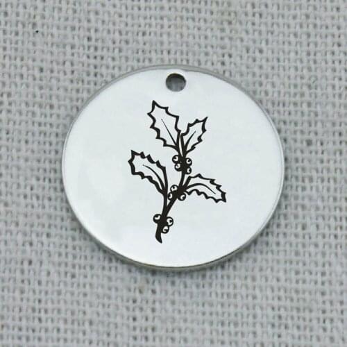 December Birth Flower Necklace, Holly Berry Minimalist Botanical Jewelry, December Birthday Gift,15mm,5Pcs/Lot