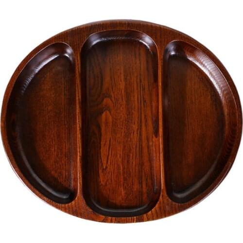 Vintage Jujube Wood Partition Plate Food Plate Creative Snack Plate Solid Wood Hot Pot Tray