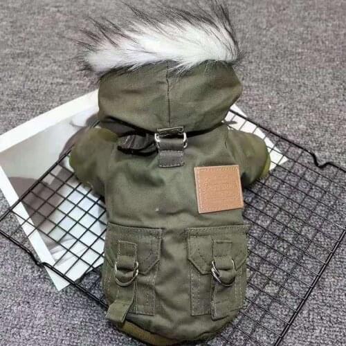 Winter Pet Padded Coat Warm Dog Cotton Wadded Jacket Hoodies for Teddy puppy dog clothes with velvet Mountaineering clothes