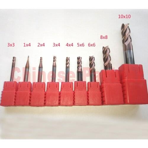 1pc 1mm,2mm,3mm,4mm,5mm,6mm,8mm,10mm hrc55 4Flute Spiral Bit Milling Cutter Tools Carbide CNC Endmill Router bits