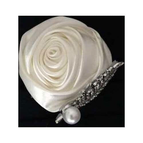 12 Colors Brand New Wedding Groomsman Groom Boutonniere Party Prom Man Corsage Hand Custom Made Satin Rose Men Suit Brooch Pin