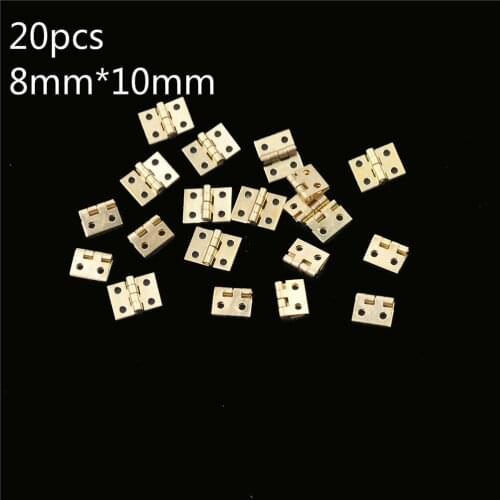 20pcs Cabinet Door Hinges With Nails Brass Plated Mini Hinge Small Decorative Jewelry Wooden Box Furniture Accessories 8x10mm