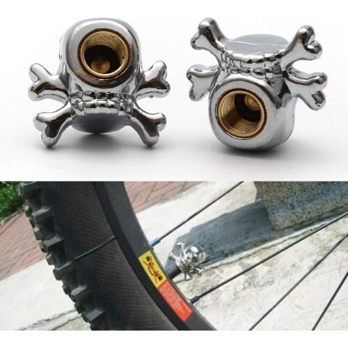 4 Pcs/Set Pressure Caps Motorcycle Truck Tire Air Valve Dust-proof Stem Caps Wheel Rims Skeleton Skull Shaped Car Styling