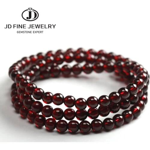 JD High Quality Wine Red AAA+ Natural 4-5mm Garnet Round Stone Beads Statement Bracelet 54cm Long Jewelry Best healthy Gift
