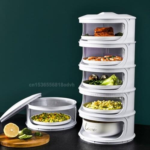 Household Dust-proof Vegetable Cover Winter Food Insulation Cover Multi-layer Transparent Removable Rotating Vegetable Cover