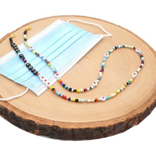FACEINS Niche Design Rainbow Bead Mask Chain Personalized Handmade Beaded Jewelry Hanging Chain for Glasses
